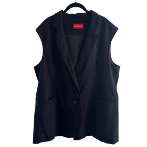 Art School 100% Irish Cotton Linen Black Sleeveless Blazer Vest Minimal Unisex